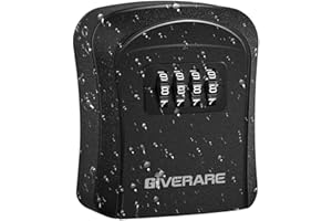 GIVERARE Key Lock Box Combination, 4-Digit Lockbox Wall Mount, Waterproof Outdoor Key Hider, Resettable Code Safe Security Password Boxes with Mounting Kit for Home, Office, Garage-Black