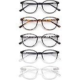 FoxMook Blue Light Blocking Glasses Round Women Men Computer Glasses Anti Eye Strain/UV/Glare Gaming Glasses