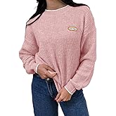Saodimallsu Womens Sweaters Crew Neck Long Sleeve Knit Contrast Piping Stripe Lightweight Casual Fall Pullover Tops 2025