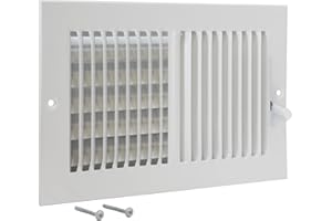 EZ-FLO 10 x 6 Inch (Duct Opening) Air Vent Cover for Wall or Ceiling, Two-Way Ventilation Register, Solid Steel HVAC Register Cover, White, 61610