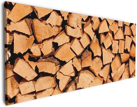 Wallario XXL Leinwandbild Holzstapel gehackt - Holzscheite für den