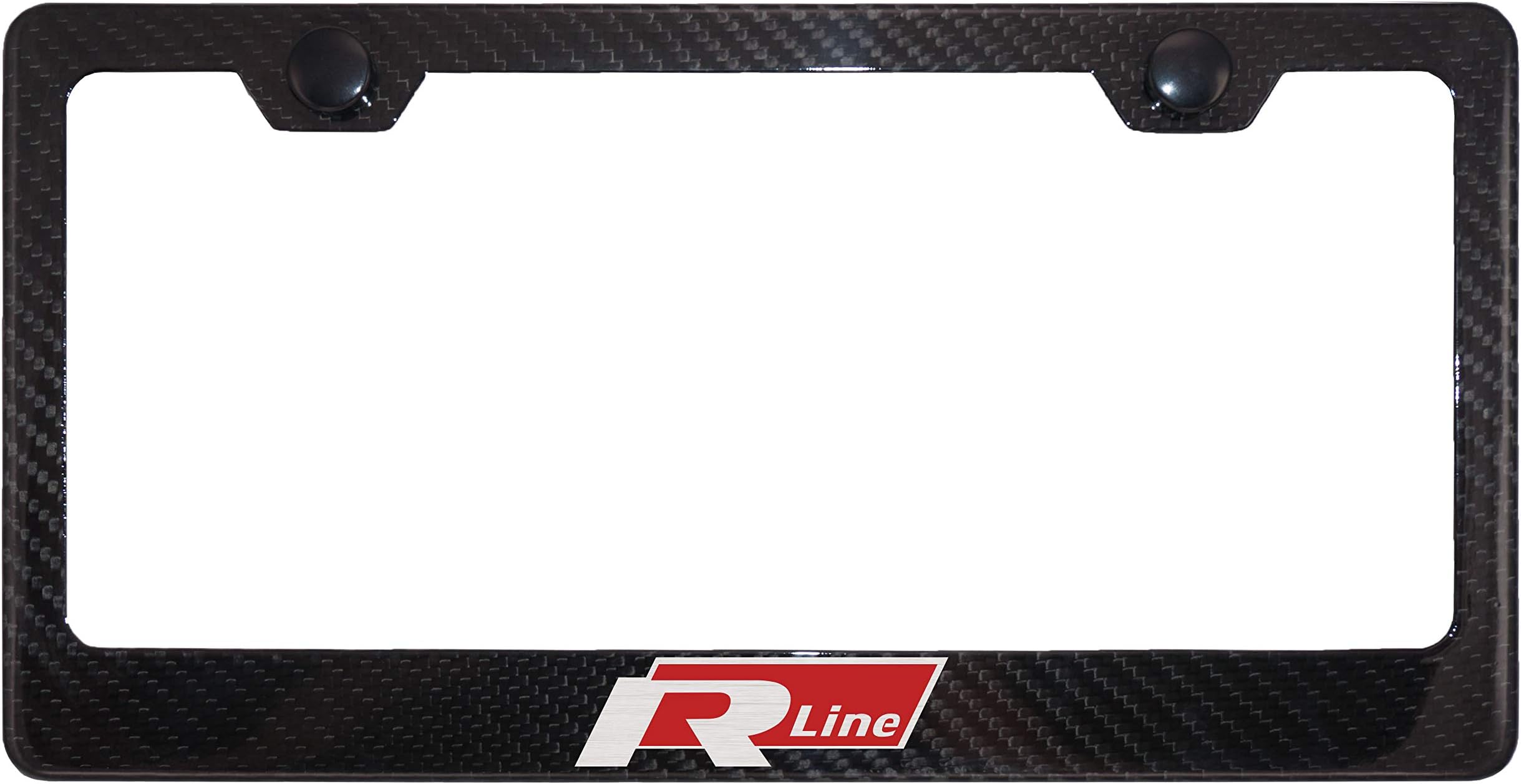 Fit Volkswagen R Line 4K Gloss Black Carbon Fiber License Plate Frame with Cap