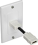 Monoprice 107330 2-Piece Wall Plate with 4-Inch Built-In Flexible Hi-Speed HDMI Cable with Ethernet, Single-Port , White