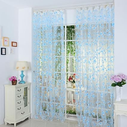 Igemy Cheap Luxury Voile Net Curtains Slot Top Plain Floral For