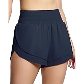 THE GYM PEOPLE Womens High Waisted Running Shorts Quick Dry Athletic Workout Shorts with Mesh Liner Zipper Pockets
