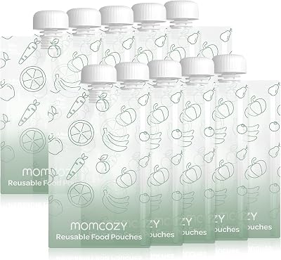 Momcozy Reusable Baby Food Pouches 3.4-4oz 10 Pack BPA Free Dishwasher Safe