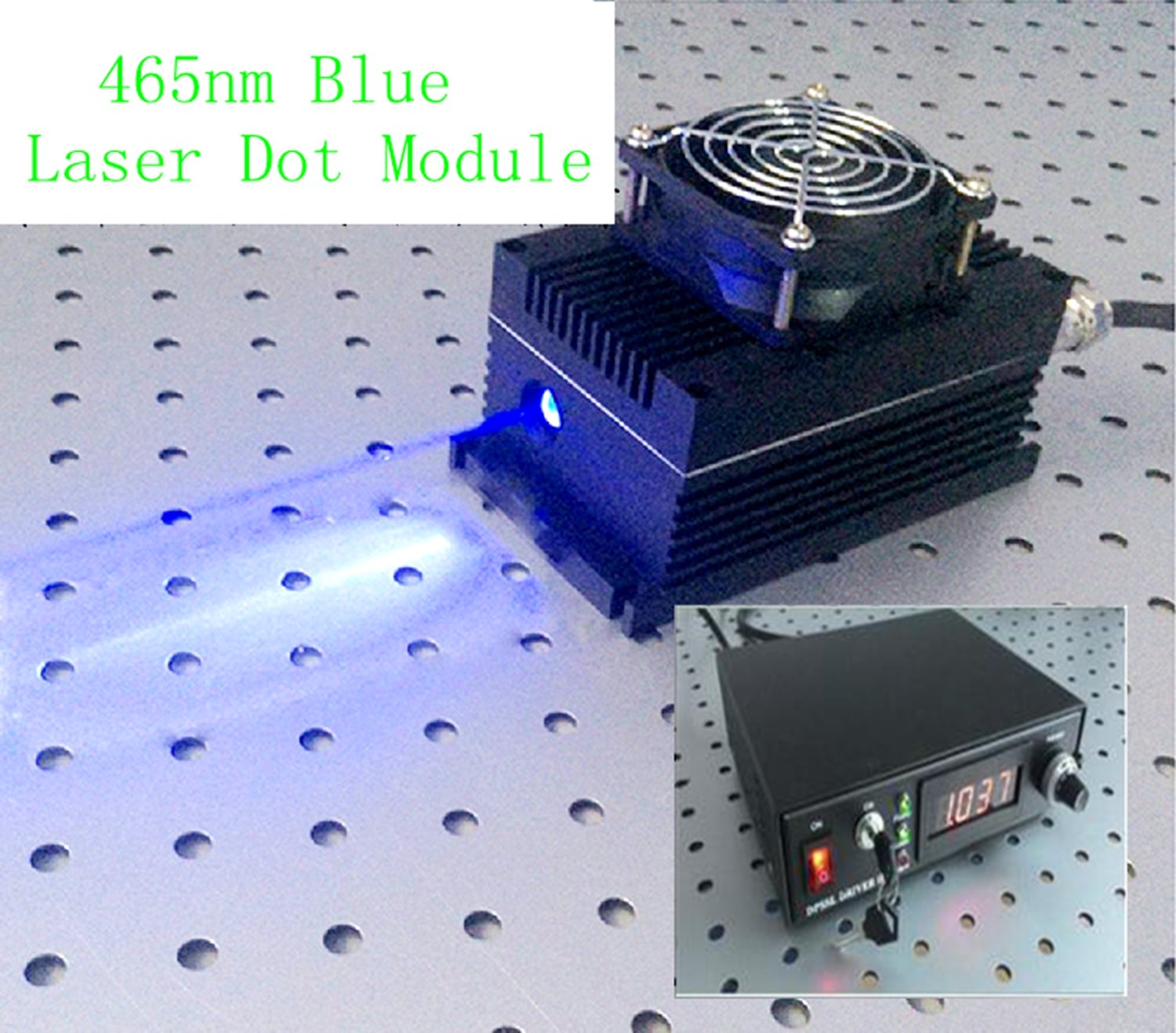 Industry/Lab High Power 465nm 5W 5000mW Blue Laser Dot Module + Analog 0-30KHZ + TEC Cooling 85-265V