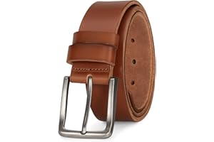 Tolongland Men's Genuine Leather Belt - 1.5 Inch Casual & Work Belt with Metal Buckle
