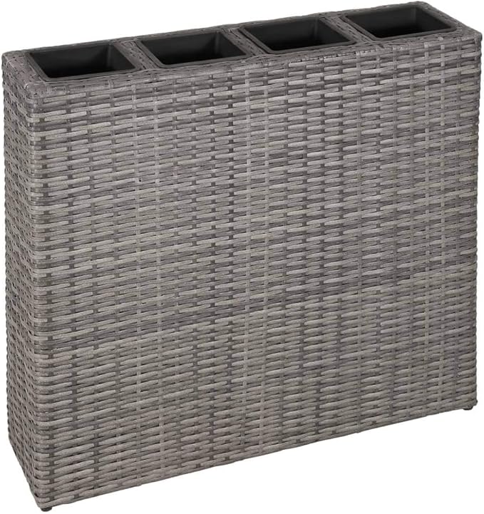 vidaXL Pflanzkübel 3 Töpfe Poly Rattan Schwarz Blumentopf Hochbeet