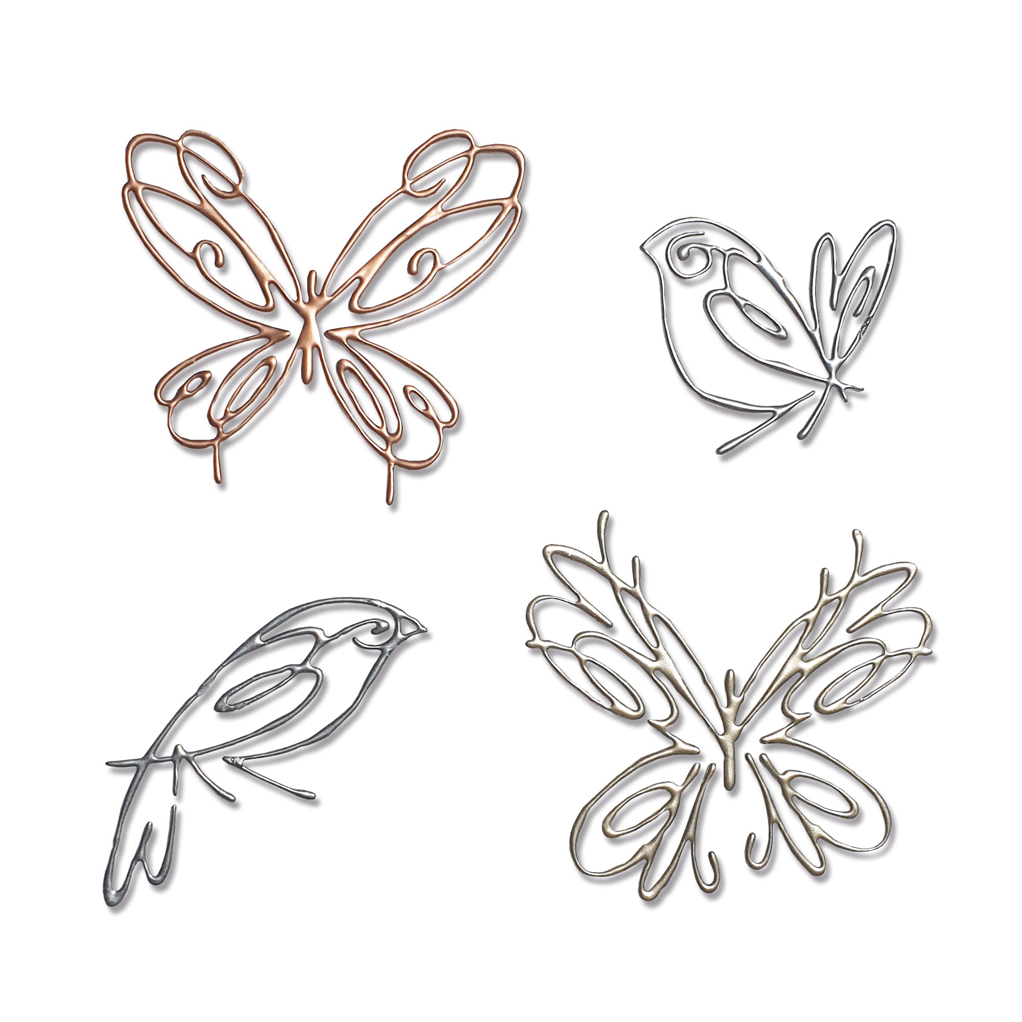 Sizzix Thinlits Set 4PK Flight of Fancy by Pete Hughes | 665037 | Metal Cutting Die for Cardmaking, Scrapbooking, Papercraft and More, Grey, One Size