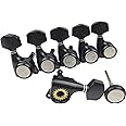 Kaynes Guitar Locking Tuners – 18:1 Black Lock String Tuning Keys Pegs Machine Heads Tuners for Strat Tele ST TL LP SG most Electric or Acoustic Guitars (6 Inline for Right, Black)