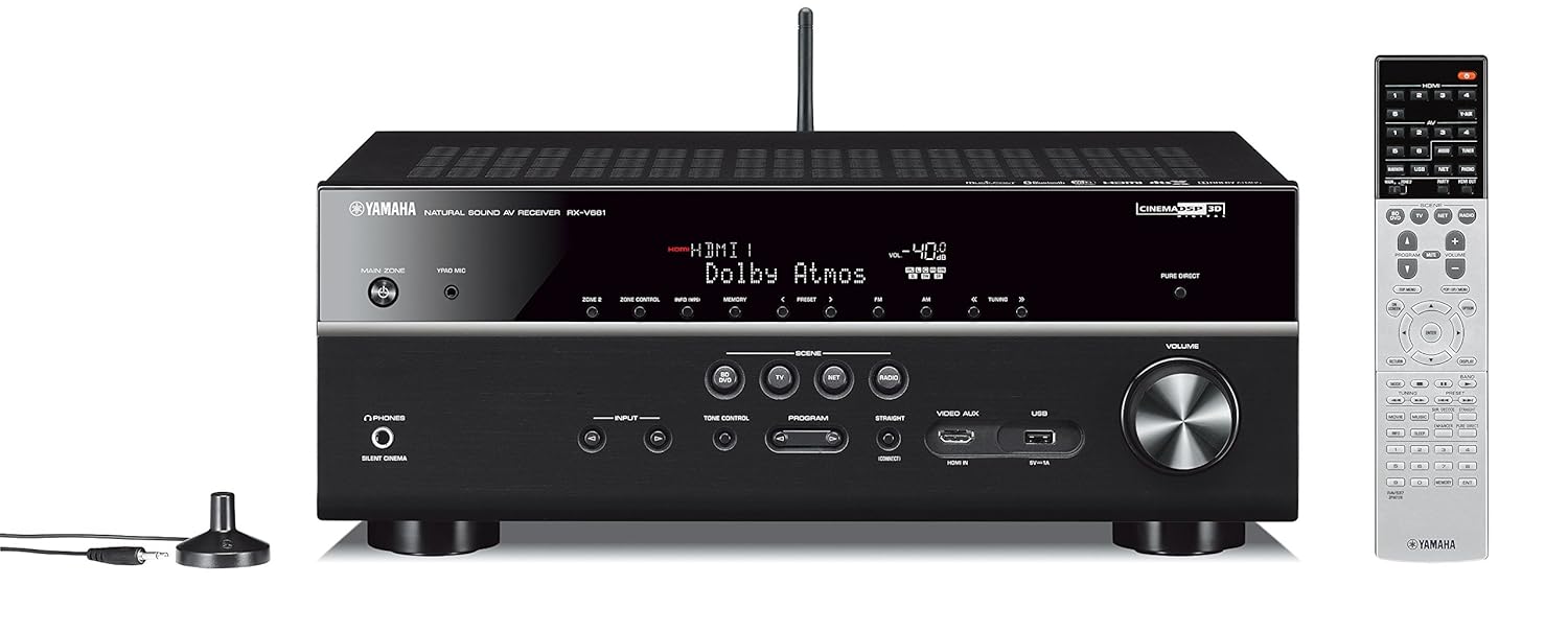 Yamaha RX-V681BL 7.2-Channel MusicCast AV Receiver with Bluetooth, Works with Alexa