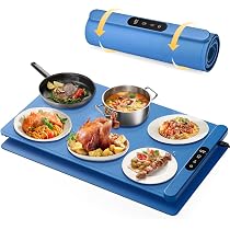 UJR Portable Electric Food Warmer Mat - 26x17 Inch Rollable Warming Tray With Temp Display & Timer