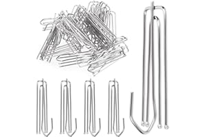 Swpeet 30Pcs Silver Stainless Steel Curtain Pleat Hooks, Drapery Hook and Pin for Pleated Drapes, 4 Prongs Pinch Pleat Hook C