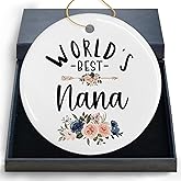 DIENADFX Nana Ceramic Christmas Ornaments, Best Grandma Gifts for Mother's Day from Grandkids, World's Best Nana Christmas Tree Decorations Ornaments for Grandmother, Grandma Gifts Hanging Decor