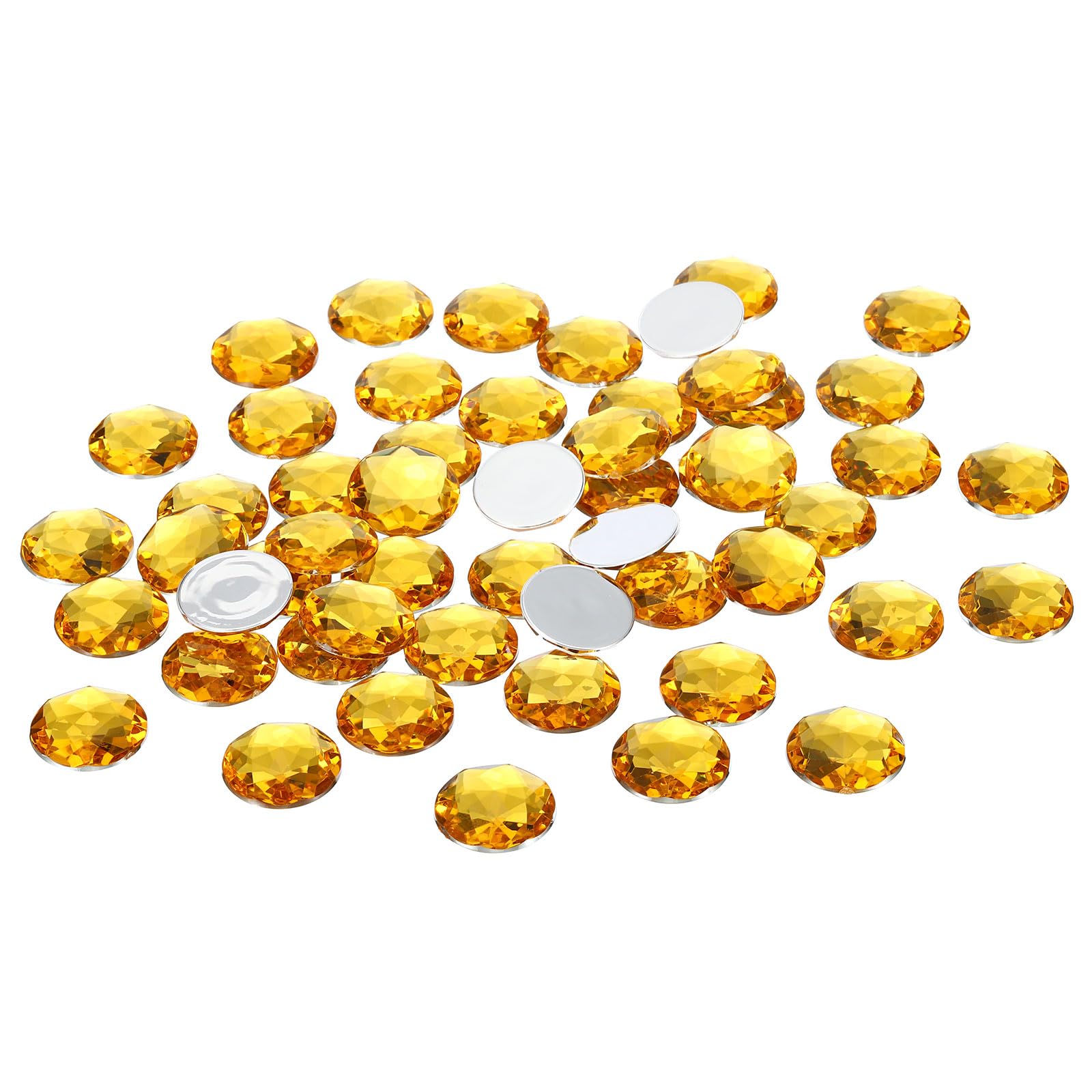 PATIKIL 25mm Flat Back Round Acrylic Rhinestones, 100 Pack Plastic Circle Gems for Jewelry Making Costume Embellishments Crafts, Yellow