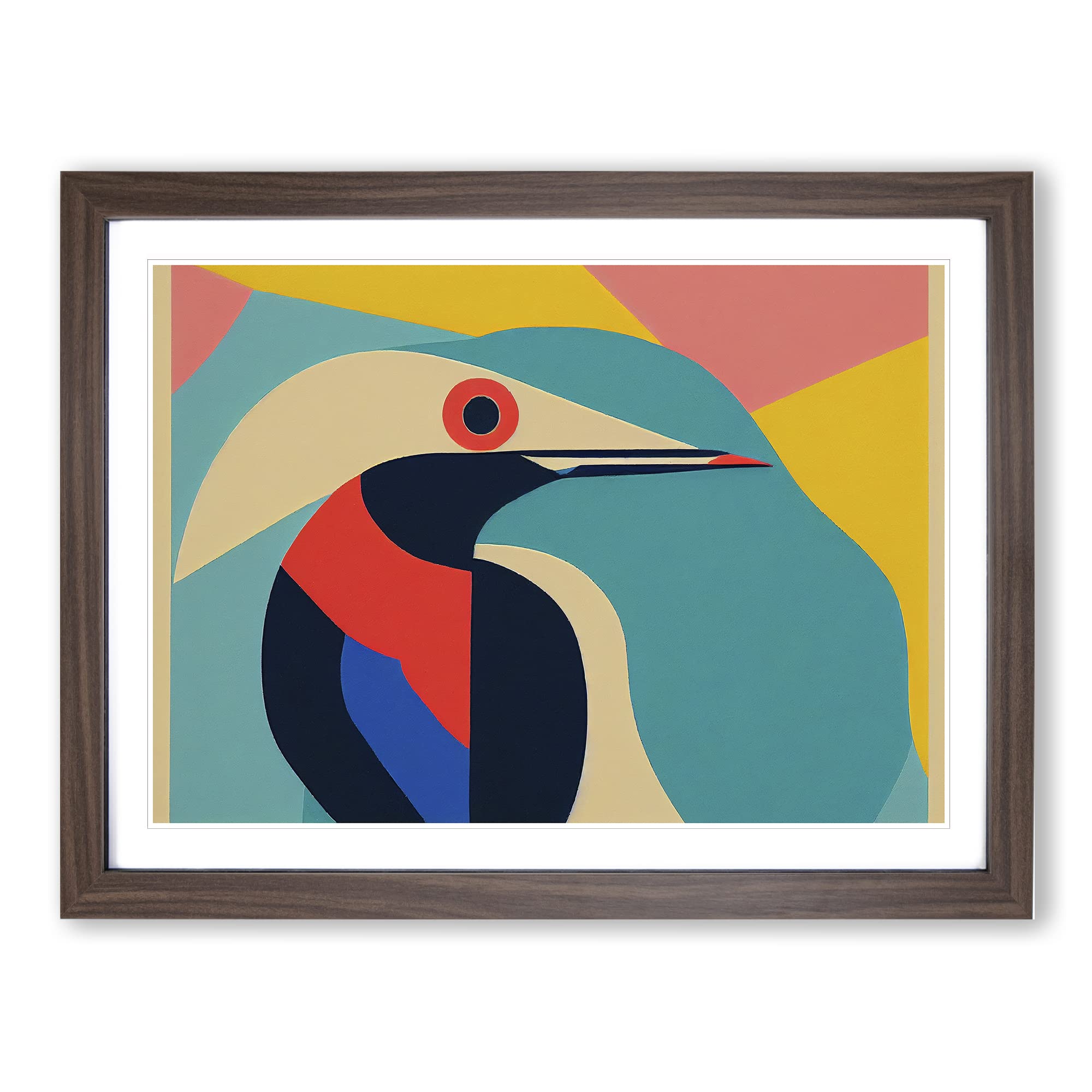 Abstract Kingfisher Bird Vol.2 Framed Print | A4 Walnut Framed Wall Art | Ready to Hang | Abstract Fantasy Picture | Living Room Bedroom Lounge Office