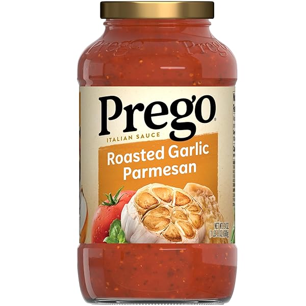 PREGO PASTA SAUCE, ITALIAN TOMATO SAUCE WITH ROASTED GARLIC & PARMESAN CHEESE, 24 OZ JAR