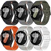 6 Pack Sport Bands Compatible with Samsung Galaxy Watch 7 40mm 44mm Men Women, Soft Silicone Strap for Galaxy Watch 6 5 4 FE 40mm 44mm/Galaxy Watch 6/4 Classic 47mm 43mm 46mm 42mm/Watch 5 Pro 45mm