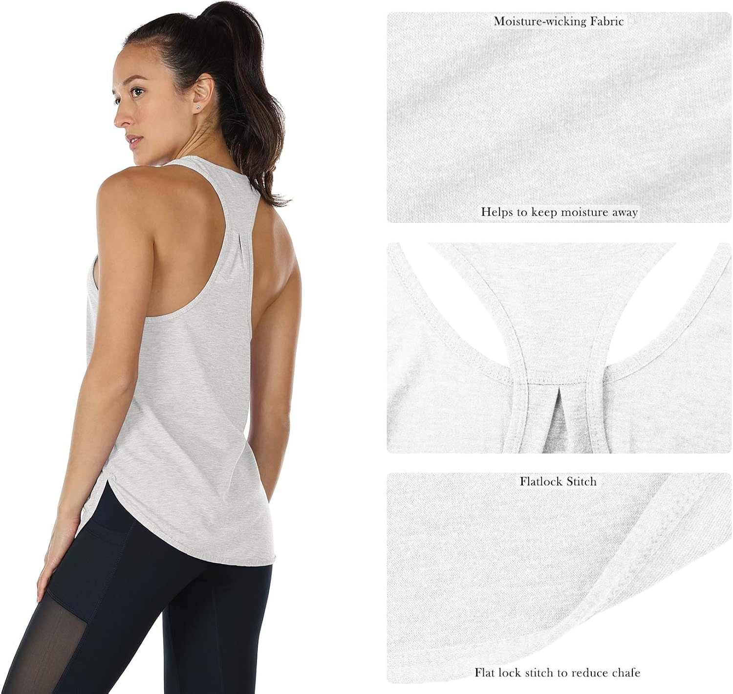 icyzone Workout Tank Tops for Women - Athletic Yoga Tops, Racerback Running Tank Top(Pack of 2): Clothing