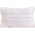 Cozy Line Home Fashions Pretty Girly Ruffle Star Stripped Embroidered Soft Rectangular Decor Throw Pillow, Pink, White