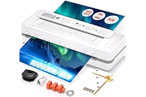 IBZDI 13" 4-Roller Commercial Laminator Machine, 3-10 Mil Thickness Laminating Machine, Fast 55s Warm-Up & 1000mm/min Laminating Speed for Laminating 11x17 & A3 Size, Includes 30 Sheets for Office, School