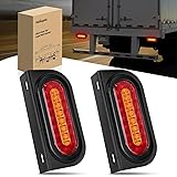 Nilight 6 Inch Oval Trailer Tail Light 2 PCS Red