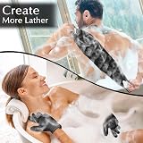 anezus Exfoliating Back Scrubber Gloves Set Black Nylon Bath Spa view 2