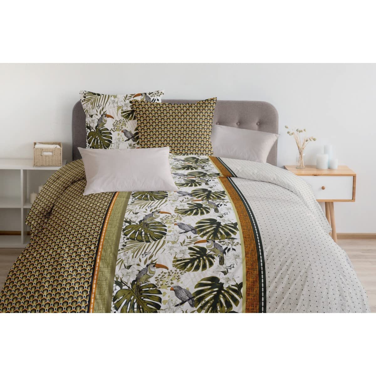 Home Linge Passion 3 Piece Bedding Set 220 x 240 cm 100% Cotton 57 Thread Count, Pistachio Green