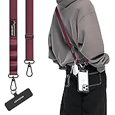MAGEASY Universal Cell Phone Lanyard Crossbody - Anti-Theft Crossbody Phone Strap for iPhone 16 Pro Max & Most Smartphones, for Men & Women | 20mm (Burgundy)