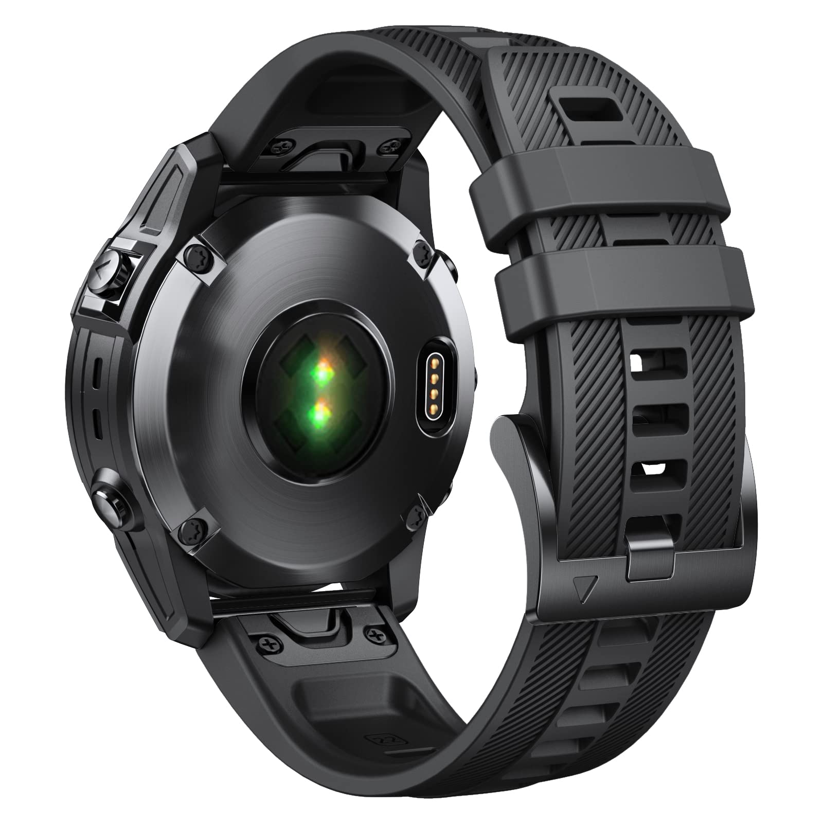 NotoCity 22mm Quick Fit Strap for Garmin Fenix 5/Fenix 5 Plus/Fenix 6/Fenix 6 Pro/Fenix 7, Soft Silicone Replacement Band for Garmin Forerunner 935 Band 945/955/754/Approach S60/S62, Black