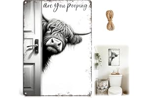 Highland Cow Wall Art, Funny Are You Pooping Sign, Vintage Highland Cow Bathroom Decor, Rustic Farmhouse Wall Décor for Nurse