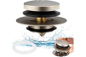 Artiwell Universal Tip Toe Bath Drain Stopper and Cover, Bathtub Drain Stopper, Replaces Lift and Turn, Tip-Toe and Trip Lever drains for Tub, EZ Installation and Clearing (Brushed Nickel)