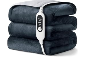 SHODU Heated Blanket,Soft Flannel Heated Throw Blanket,Fast Heating Electric Throw Blanket with 8 Heating Levels,9 Hours Auto Shut Off,Overheating Protection, Machine Washable Prefer for Home
