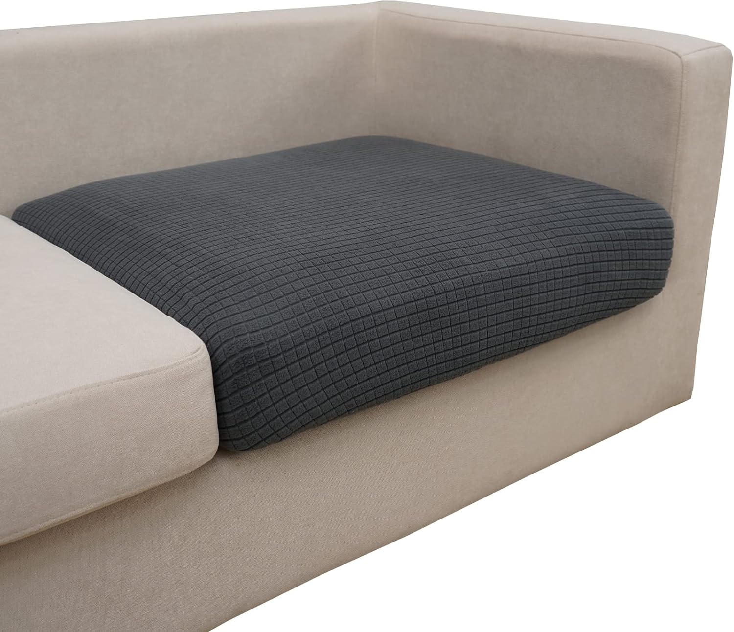 Slipcovers - Eismodra Couch Cushion Covers Magic Stretch Sofa Slipcover for 3 Cushion Couch Dogs Pet L Shape 2 Seat Replacement Furniture Protector,Dark Gray Length 25-37 inches(Only 1 Piece)