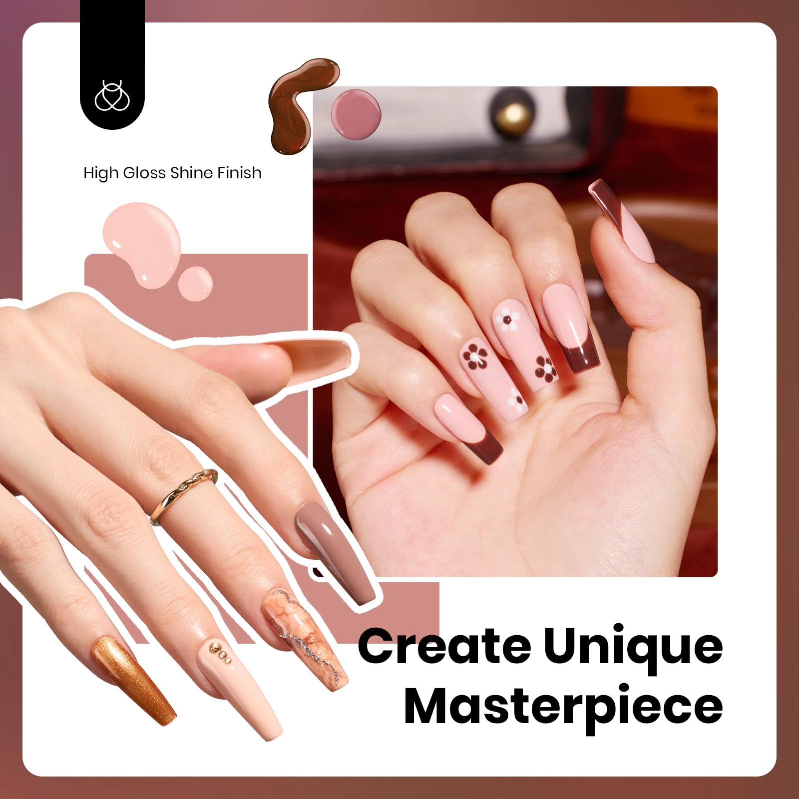 Beetles Neutral Gel Nail Polish Set 6Pcs, 15ml Nude Light Skin Dark Brown Warm Shades Nail Kit, Long Lasting DIY Art Salon & Home for Women Colorful Bottle Gel - Image 3