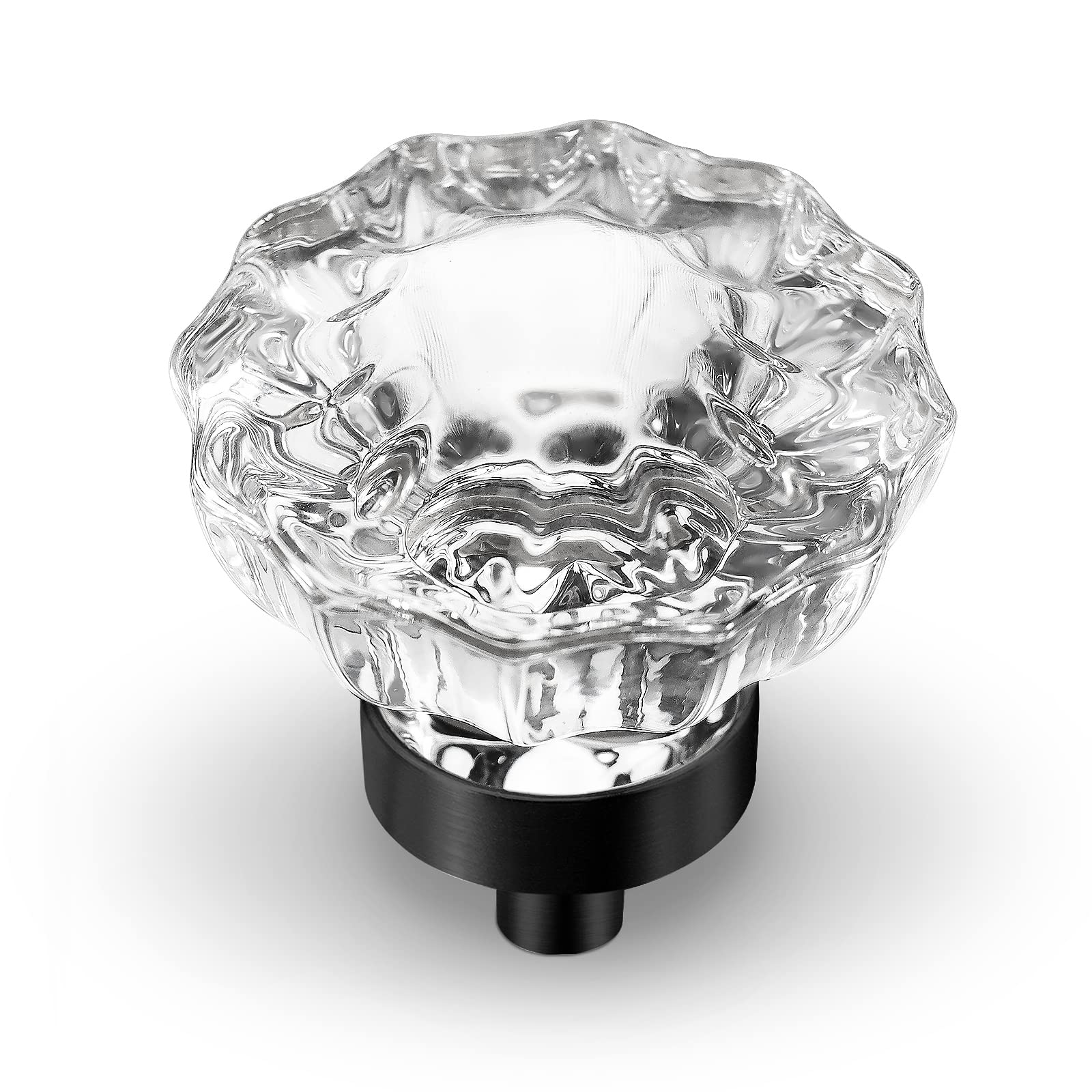 Photo 1 of (USED/FAIR) VEHCIL Crystal Cabinet Knobs, 8 Pack Vintage Cabinet Dresser Knob,Single Hole Matte Black Decorative Drawer Handles, Glass Knobs for Cabinets, Kitchen Cupboard Bathroom, Round Flower Design