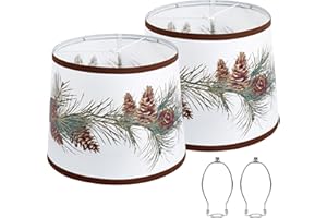 LUVKCZC Lamp Shades Set of 2 Replacement, Drum Lampshades for Christmas, Lampshade 10 Inches Lampshades for Table Lamp, Floor Lamp, Pendant Light, Lamp Shade Harp Holder Included
