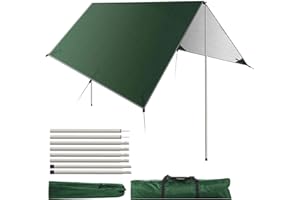 Reibeny Camping Tarp, Hammock Rain Fly Waterproof Tent Tarp 13.12x10FT, UV Protection and PU 4000mm Waterproof, Camping Tarp 
