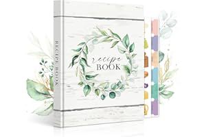 Lanpn A5 Blank Recipe Book Cookbook to Write in Your Own Recipes, Leather Cover Waterproof Empty Cooking Journal for 70 Recip