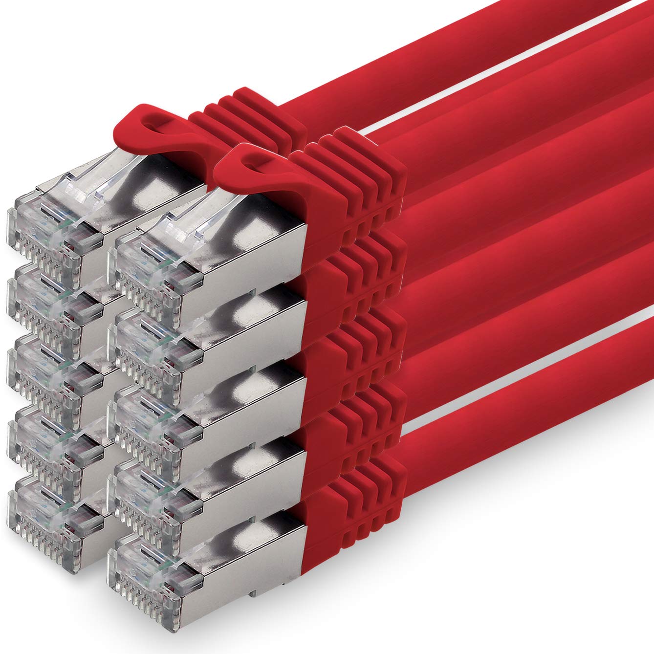 1aTTack.de 0.25 m - red - pack of 10 CAT.7 network cable patch cable SFTP PIMF LSZH Gigabit Lan cable 10Gb s cat7 raw cable with RJ45 connector Cat6a compatible with CAT5 CAT6 cat7 cat8
