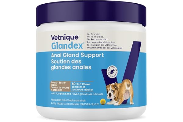Vetnique Glandex Anal Gland Soft Chews for Dogs, Anal Gland Support, Boot The Scoot Fibre Supplement with Pumpkin, Unique Fib