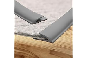 FLOATLIVE [New Upgrade] Floor Transition Strip, Self Adhesive Rubber Rug Gripper Tape Carpet Edge Trim Strip, Wood Tile Laminate Transition Cover Doorway Gap for Threshold Height Less Than 6mm (Gray, 20ft)