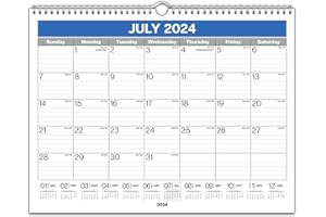 Dunwell 12x15 Wall Calendar 2024-2025, (Blue) Large Lined Monthly Calendar, 18-Month July 2024 to December 2025, Big 12 x 15 Hanging Wall Calendar for Academic Year, Professional Design