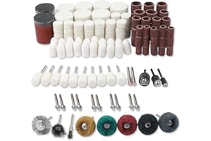 WONYS 164PCS Polishing Buffing Wheel Kit for Dremel, Rotary Tool Accessories with 1/8" Shank, Abrasive Wheel Buffing Polishing Wire Brushes Wool Felt Cotton Mounted