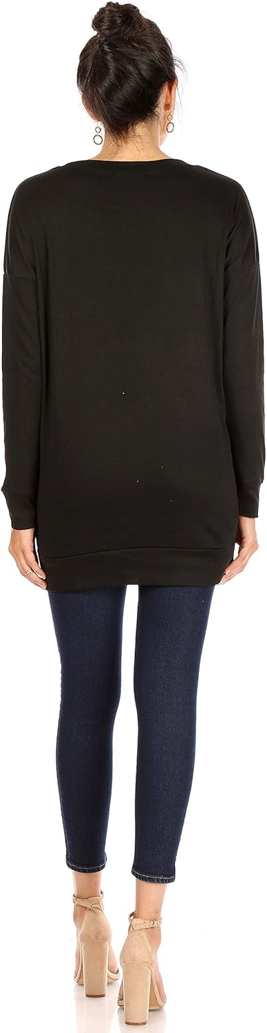 Womens Casual Pullover Tunic Tops For Leggings Long Sleeve Crew Neck Sweater for Fall, Winter, Everyday Loose Tops For Women at  Women’s Clothing store