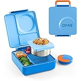 Omie OmieBox Bento Box for Kids - Insulated Lunch Box with Leak Proof Thermos Food Jar - 3 Compartments, 2 Temperature Zones 
