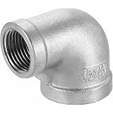 HARFINGTON 304 Stainless Steel 90 Degree Elbow Fittings NPT 1/2 x NPT 3/8 Female to Female Threaded Adapter Pipe Fitting for Connecting Water Pipe Air Hose PVC Tube Cast Coupling