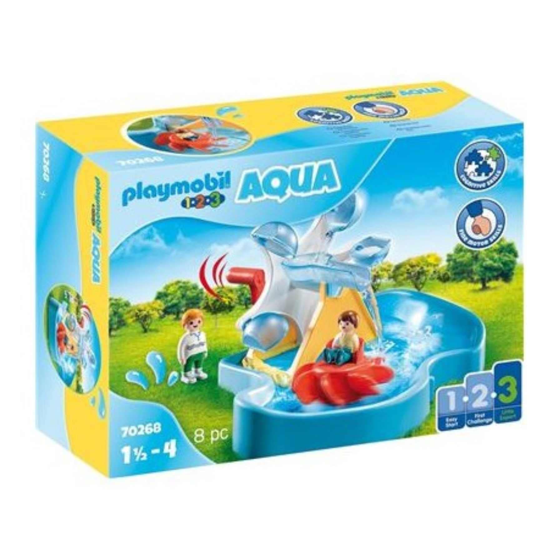 Playmobil 1.2.3 AQUA 70268 Water Wheel Carousel, for Children Ages 2+