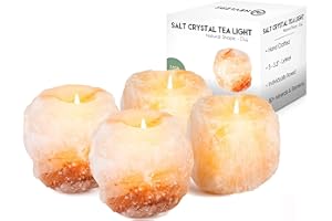 Nevlers 2.5 lbs 4 Pack Natural Himalayan Salt Tea Light Candles Holder | Great Room Decor